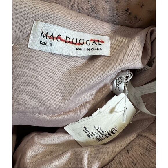 NWT MAC DUGGAL Pink Sleeveless Dot Net Ruffle Dress Size US 8 $698 - Picture 12 of 12